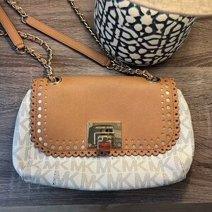 Michael Kors Violet Vivian Shoulder Flap Leather Bag